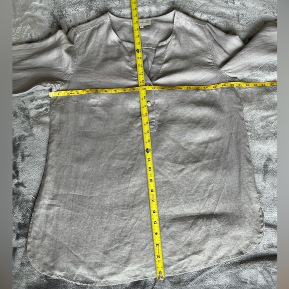 Jones New York Womens 100% Linen Popover Tunic Top Size M Gray L/S Roll Tab - Picture 8 of 13